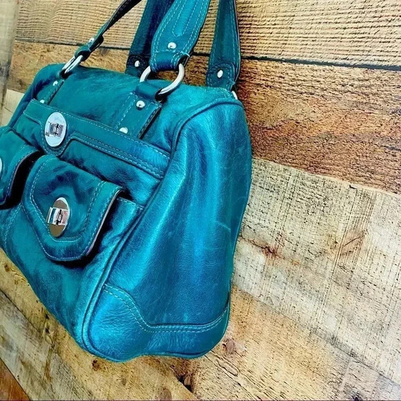 Marks & Spencer Autograph Teal/Green Leather Satchel - Picture 4 of 10